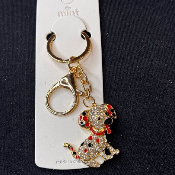 Mint Sparkly Dalmatian Dog Keychain/Purse Charm Blue - Picture 8 of 8